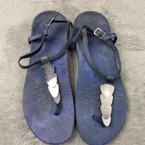 Vionic Miami Sandals Womens 9.5 Blue Thong Comfort Arch Support Adjustable Strap